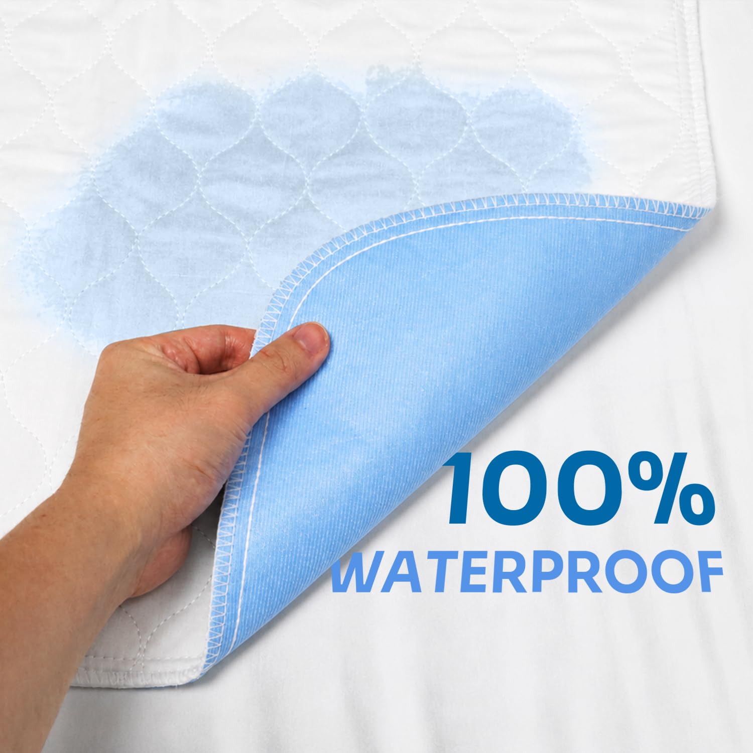 Protector de Cama Lavable 86 x 91 cm (Paquete de 4), para Adultos o niños con incontinencia y mojar la Cama, Protector de colchón súper Absorbente