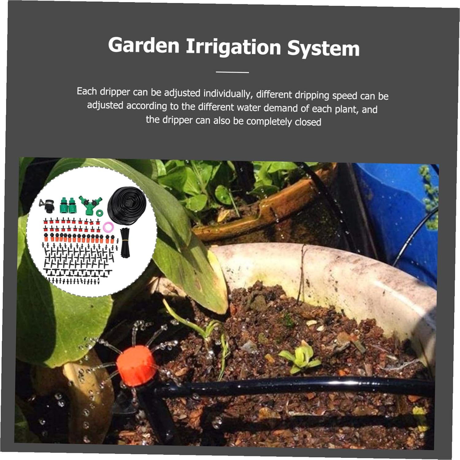 Angoily Automatic Drip Irrigation Kit for Garden Plastic Micro-Sprinkler System Easy-Install Watering for Potted Plants Saplings Fruits Home Gardening