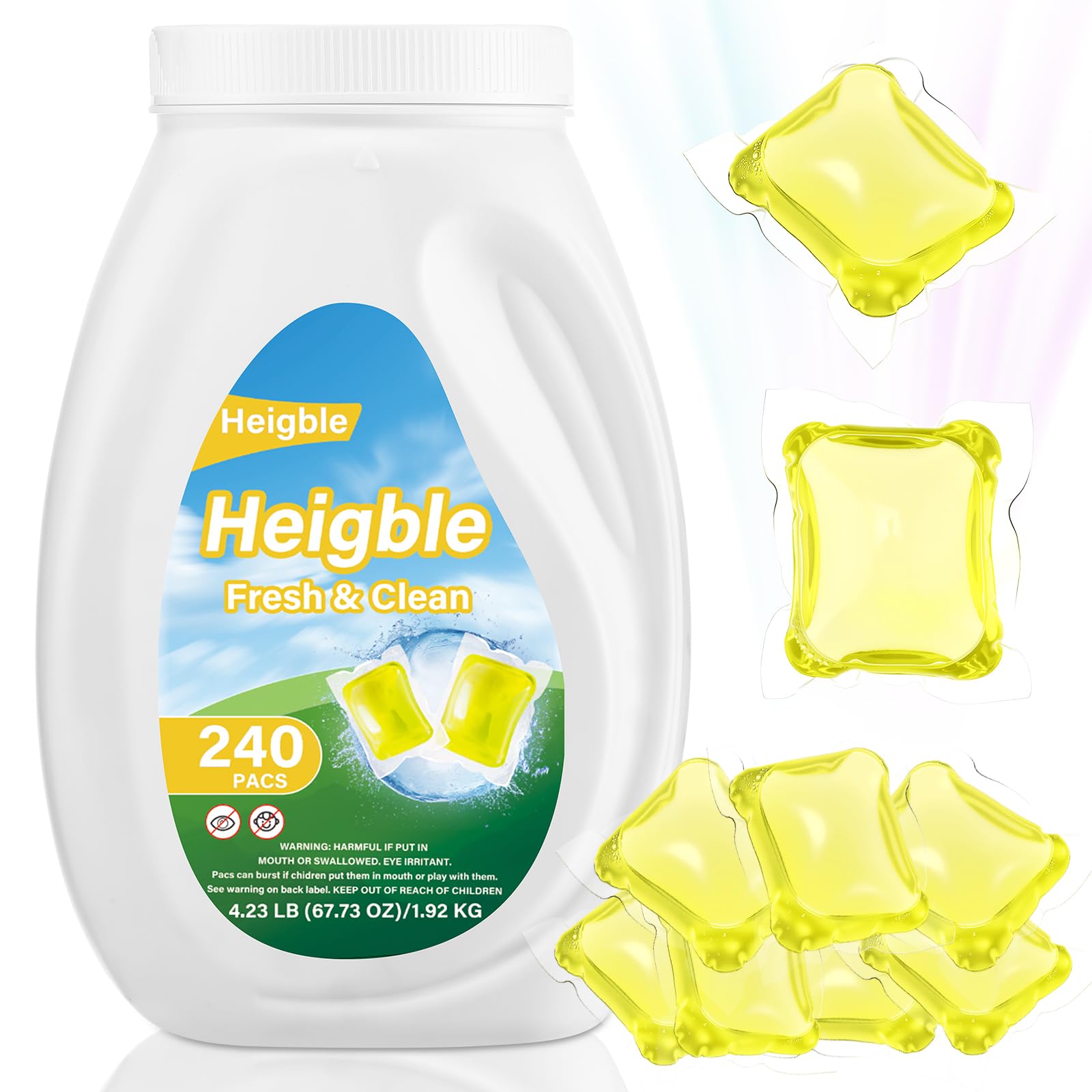 Heigble 240 Count Laundry Detergent Pods Bulk Laundry Detergent Soap Pacs Ultra Concentrated for Clean Clothes Stain Fighting Fresh Scent (Freesia