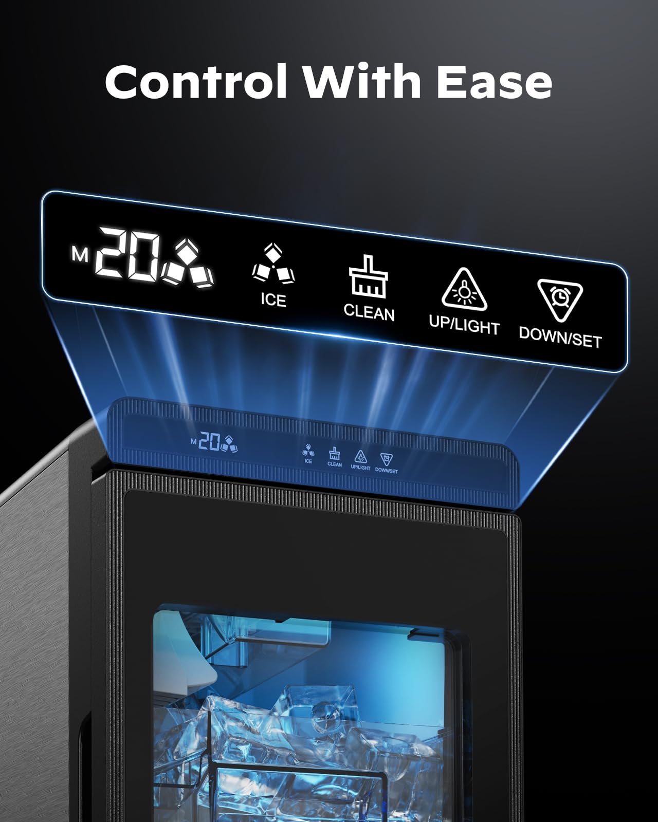 Silonn Clear Ice Cube Maker Countertop, Makes 3 Large 1.6″ Cubes In 20 Mins, Crystal Clear & Slow-Melting Ice For Whiskey, Adjustable Ice Thickness & Auto Clean, Great For Home Bar, Kitchen & Party on Fridge.com - View 5