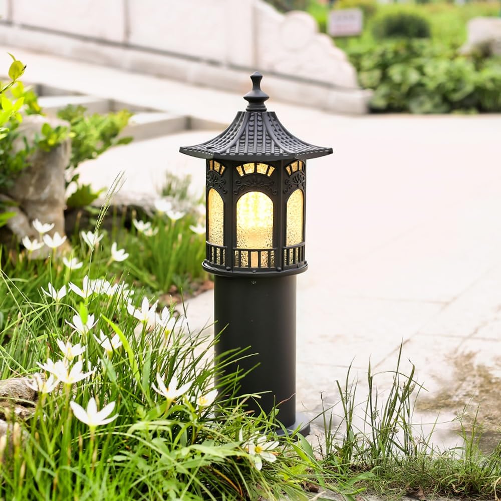 Lampa słupkowa ze szkła z czarnego diamentu
