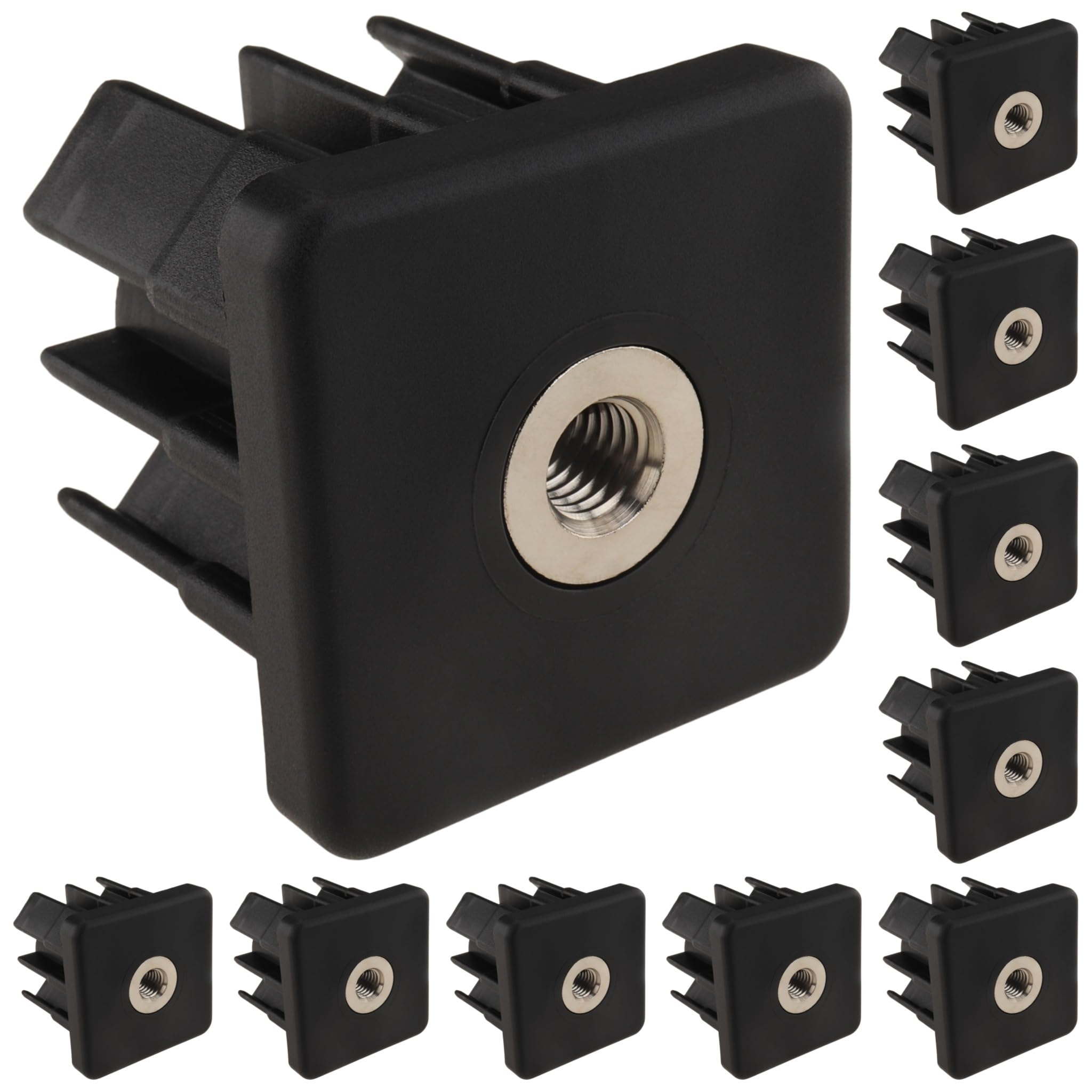 10 tapones roscados M12, 60 x 60 x 4,0, plástico PA reforzado con