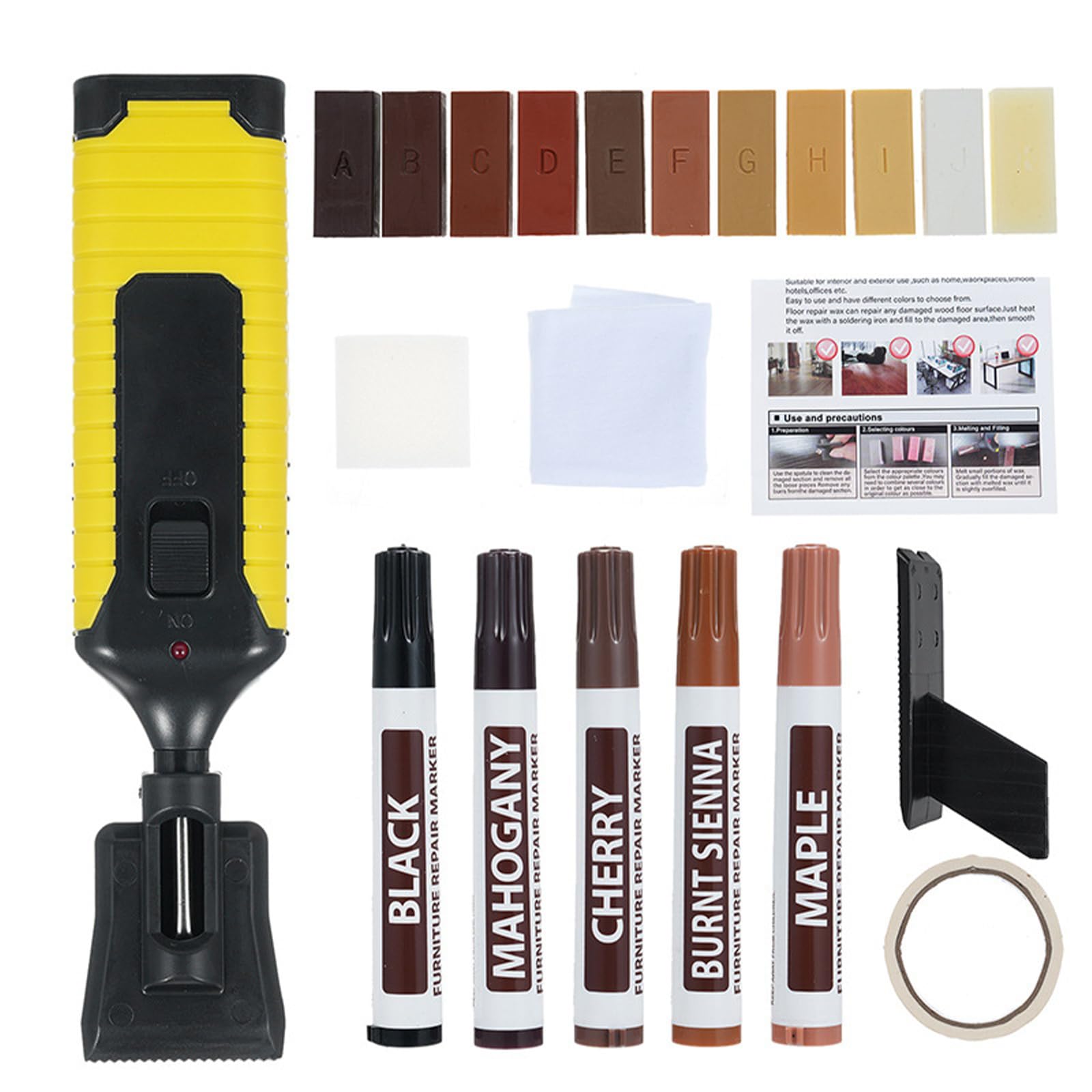 Juego profesional de restauración de suelos de madera con aplicadores de calor, reparación de arañazos, agujeros, decoloración, muebles laminados, juego profesional de reparación de suelos de madera