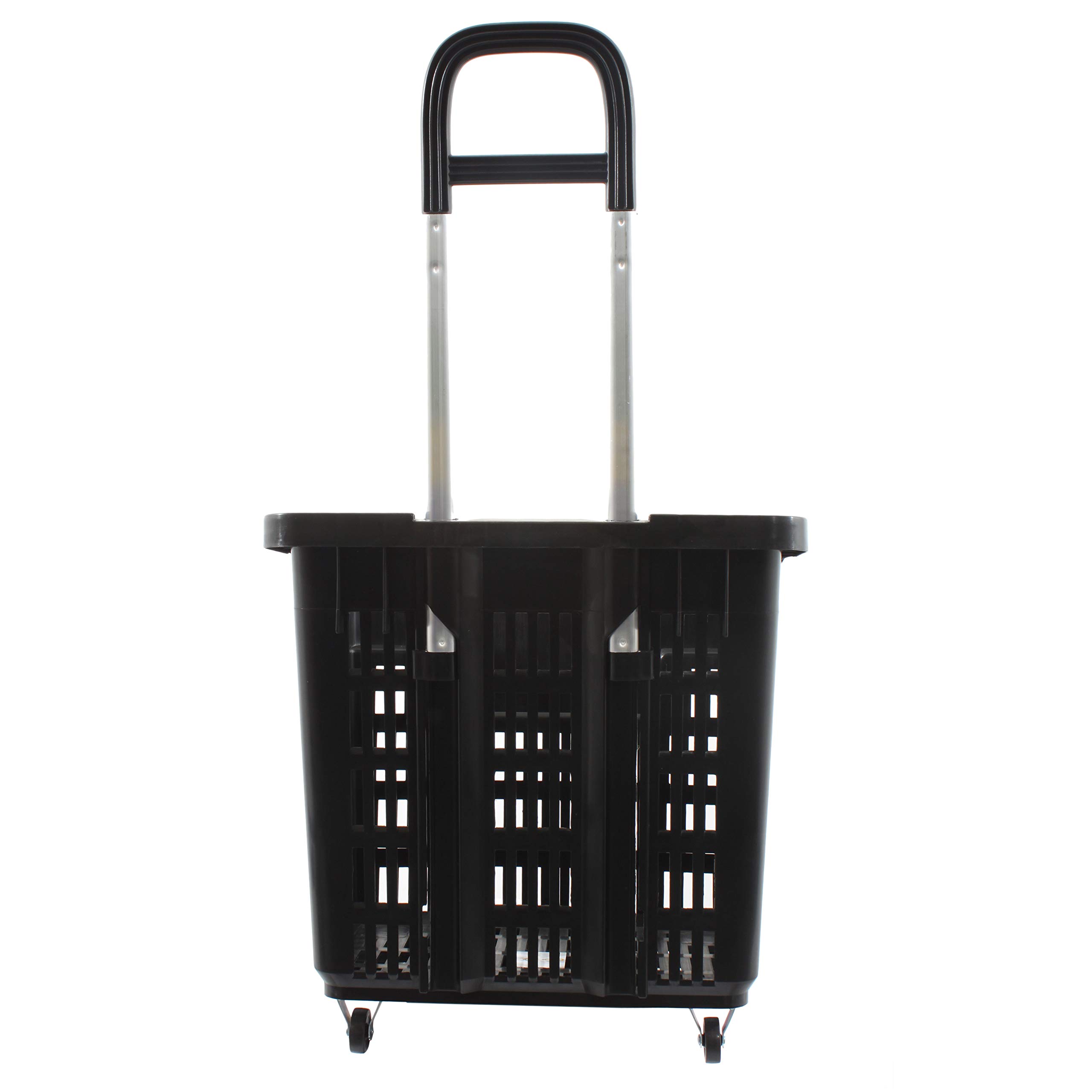 Carrito de Compra 55 litros con Ruedas de plástico ABS, Cesta de la Compra transportable en Color Negro