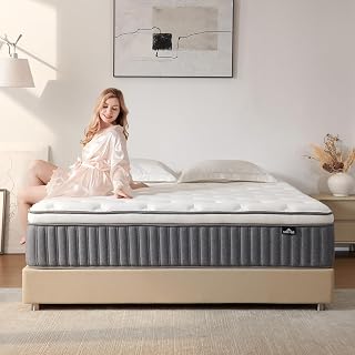 SNFPNE 12 Inch Full Size Hybrid Mattress - Medium Firm Memory Foam with Zoned Pocket Coils, Motion Isolation, Breathable, CertiPUR-US Certified Bed-in-a-Box