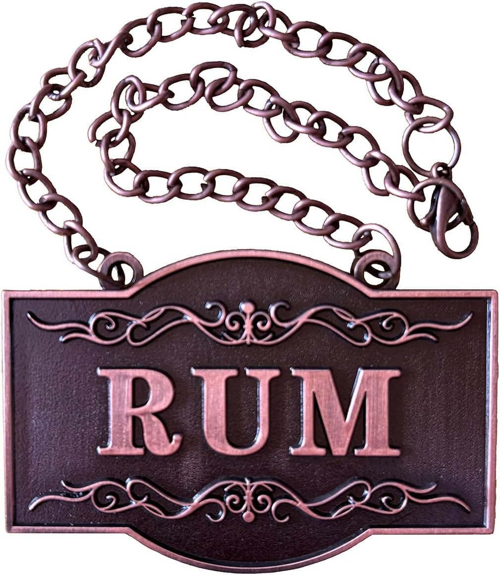 1PSC Decanter Tag - Copper Colour - Rum Decanter Tag with Adjustable Chain - Liquor Label - 2.36 x 1.57 inches
