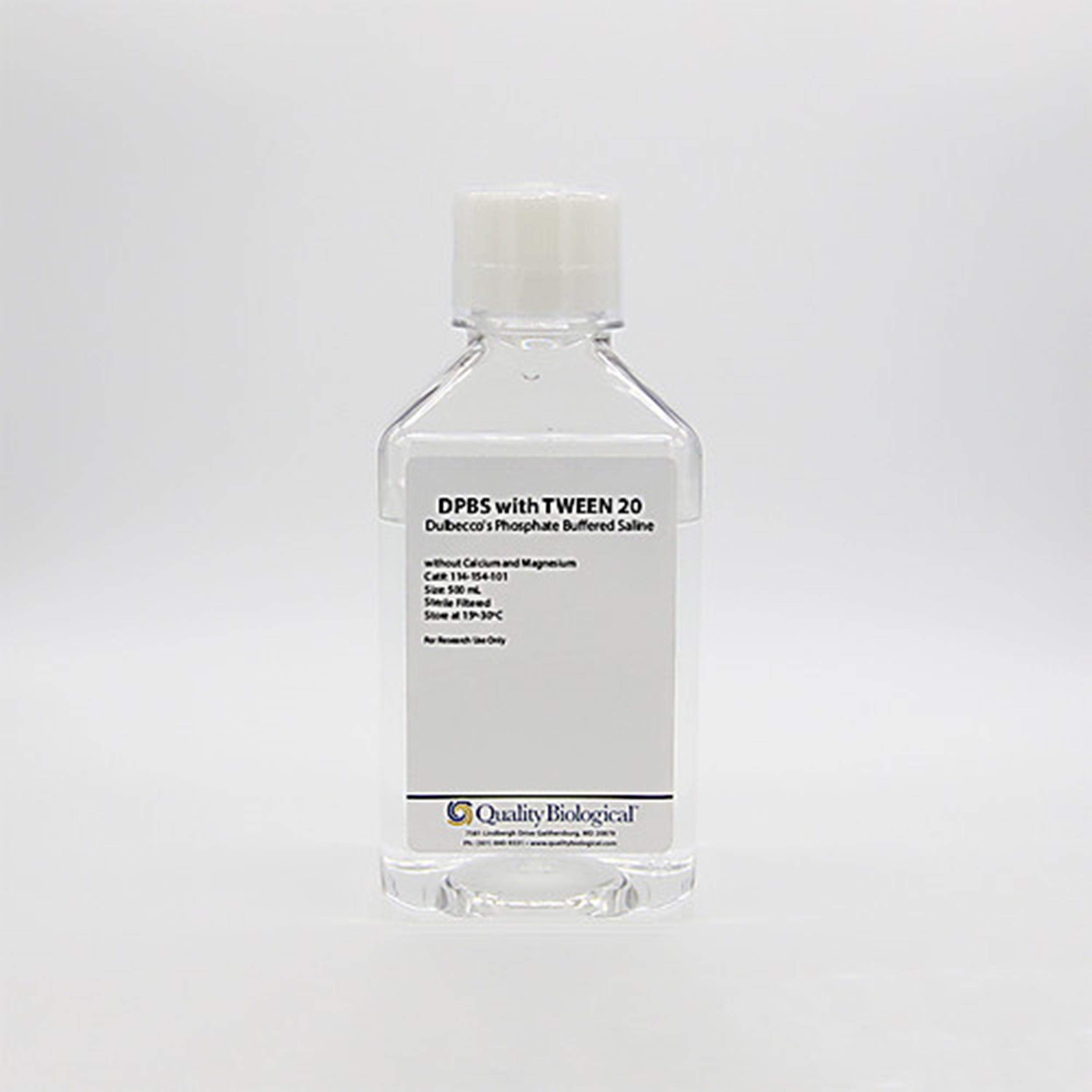 Quality Biological 114-154-101 Dulbecco's Phosphate Buffered Saline with Tween 20, 1X, 500 ml