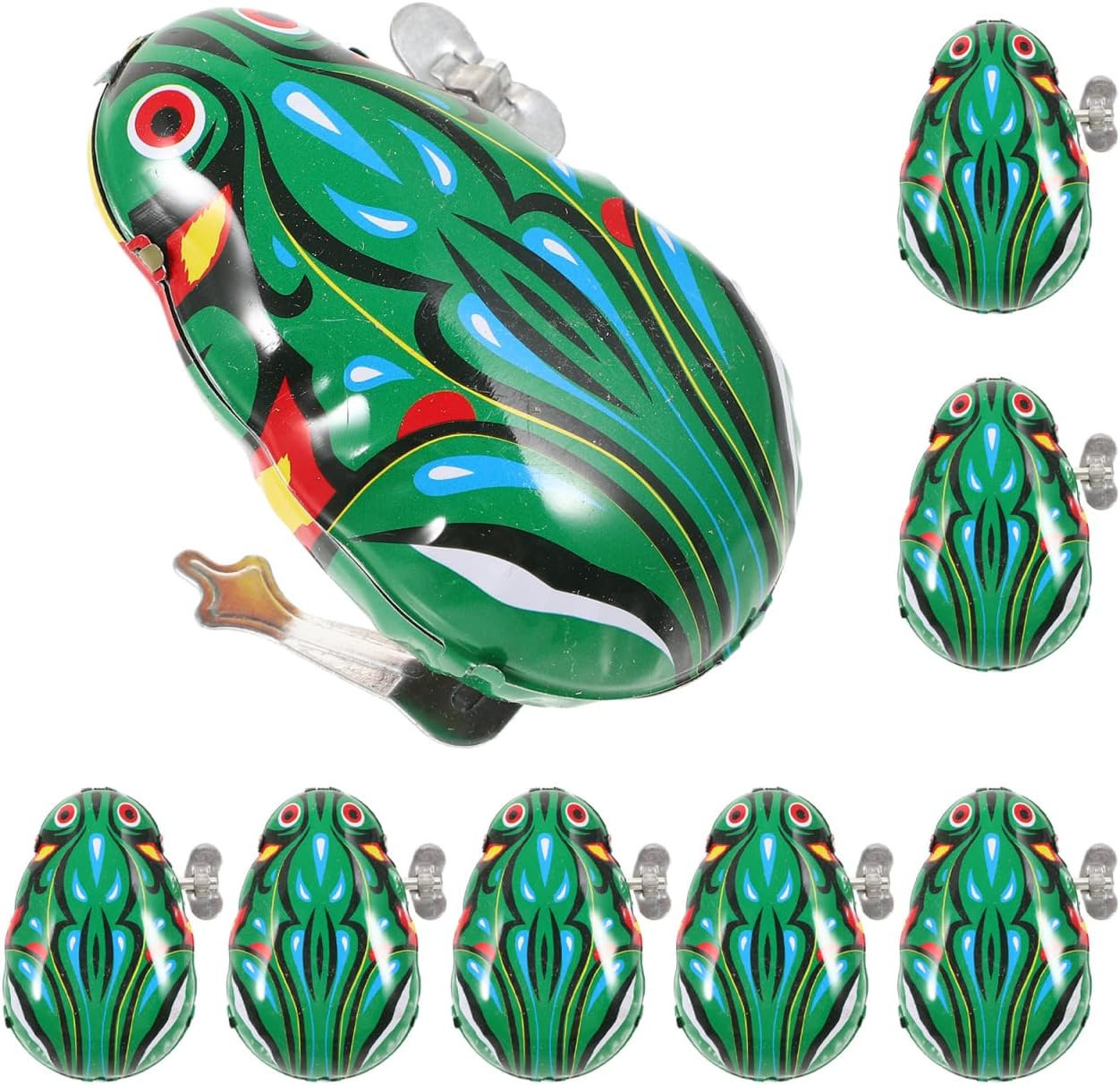 VANZACK 8Pcs Wind Up Frog for Retro Clockwork Jumping Frogs Creative Educational Cartoon Playthings for Green