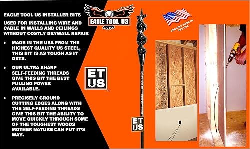 Miniatura 2 de Eagle Tool US EA37518 - Broca de instalación flexible para madera, diámetro de vástago de 316 pulgadas, diámetro de cabeza de 38 pulgadas x 18