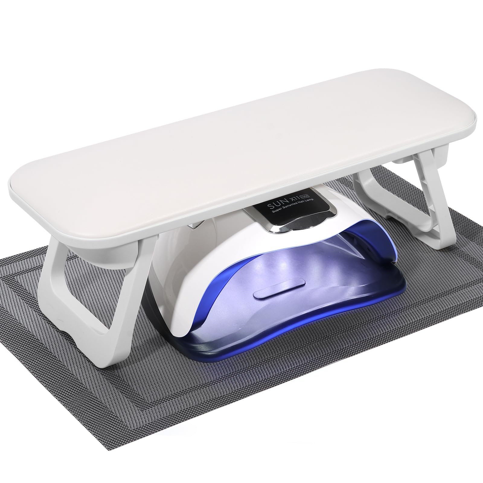Arm Rest for Nails Tech: Deciniee Manicure Nail Arm Rest PU Leather Arm Rest Stand Foldable Nail Tech Arm Rest Big Non-Slip Arm Rest for Nails Manicure Salon Use (White)