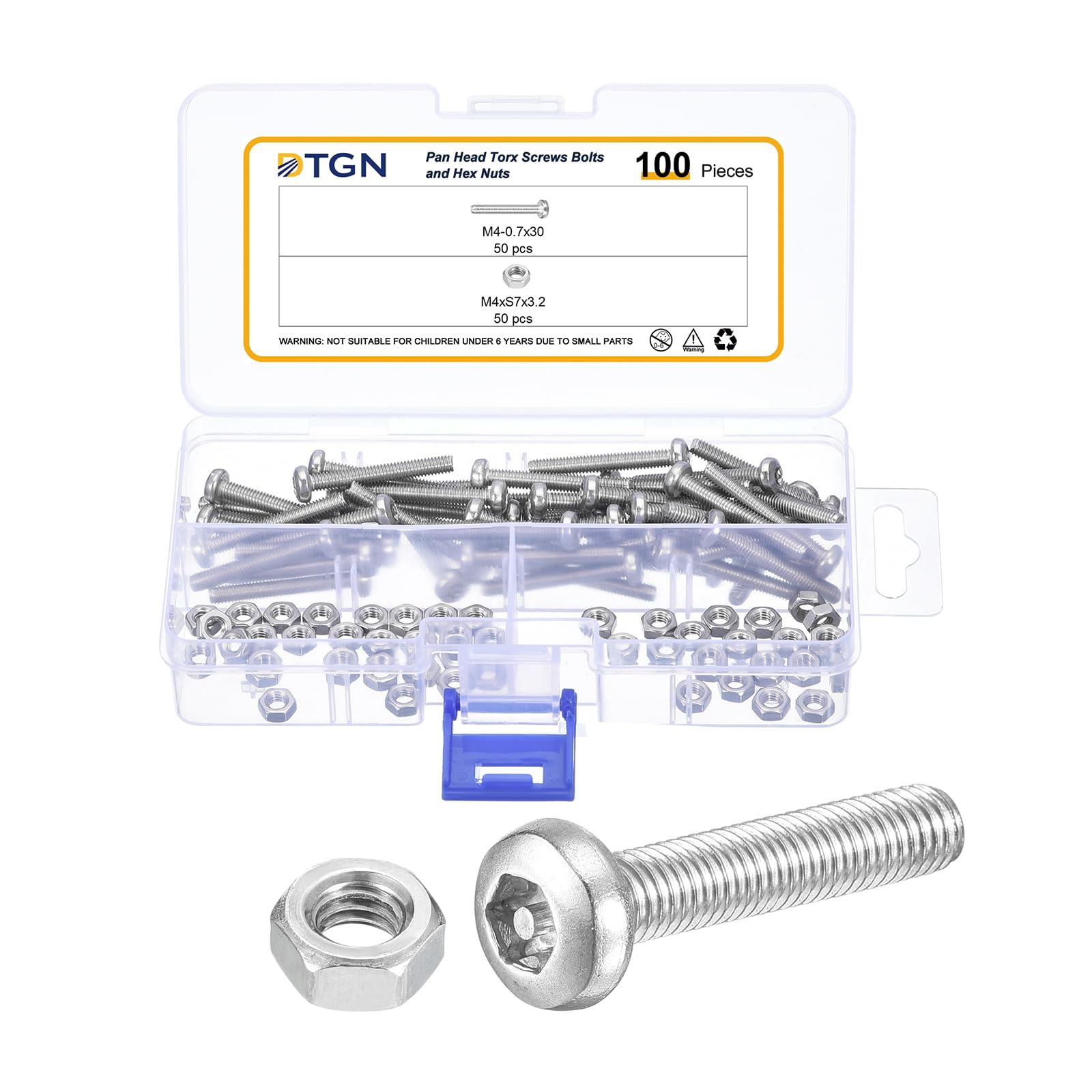 DTGN M4x30mm Pan Head Torx Security Screws, 100Pack, Good for Machinery