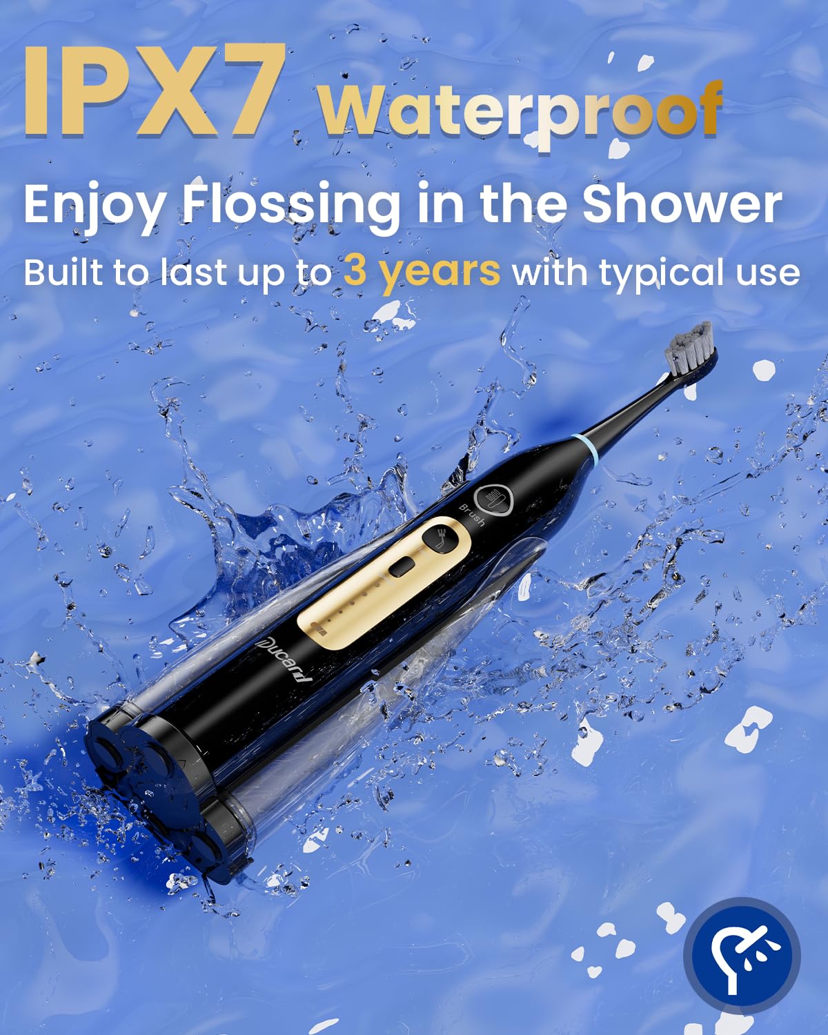 Elektrische Zahnbürste mit Wasser Flosser Combo, Professionelle Mundpflege mit 3 Bürstenmodi & 5 Wasserdruck, Wiederaufladbare Zahnseide Zahnbürste für Erwachsene Zahnreinigung, Kabellos für Zuhause