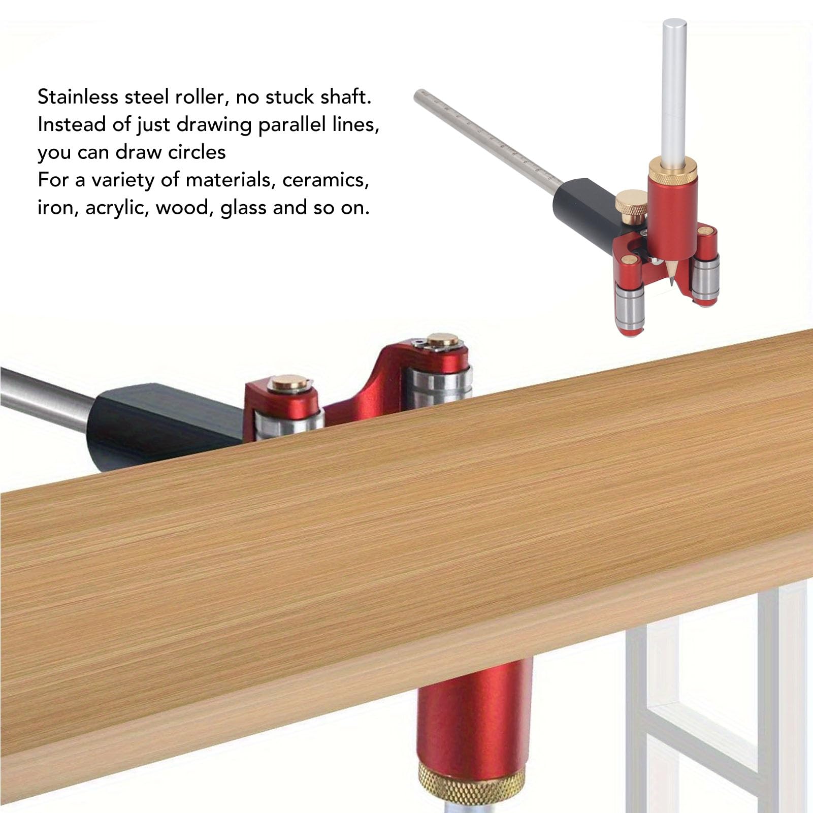 Marhynchus Strumento di Tracciatura a Doppio Scopo con Rullo in Acciaio | Tracciatore a Doppio Scopo Ad Lineare da 0 a 120 Mm per Ceramica, Ferro, Acrilico, Legno, Vetro