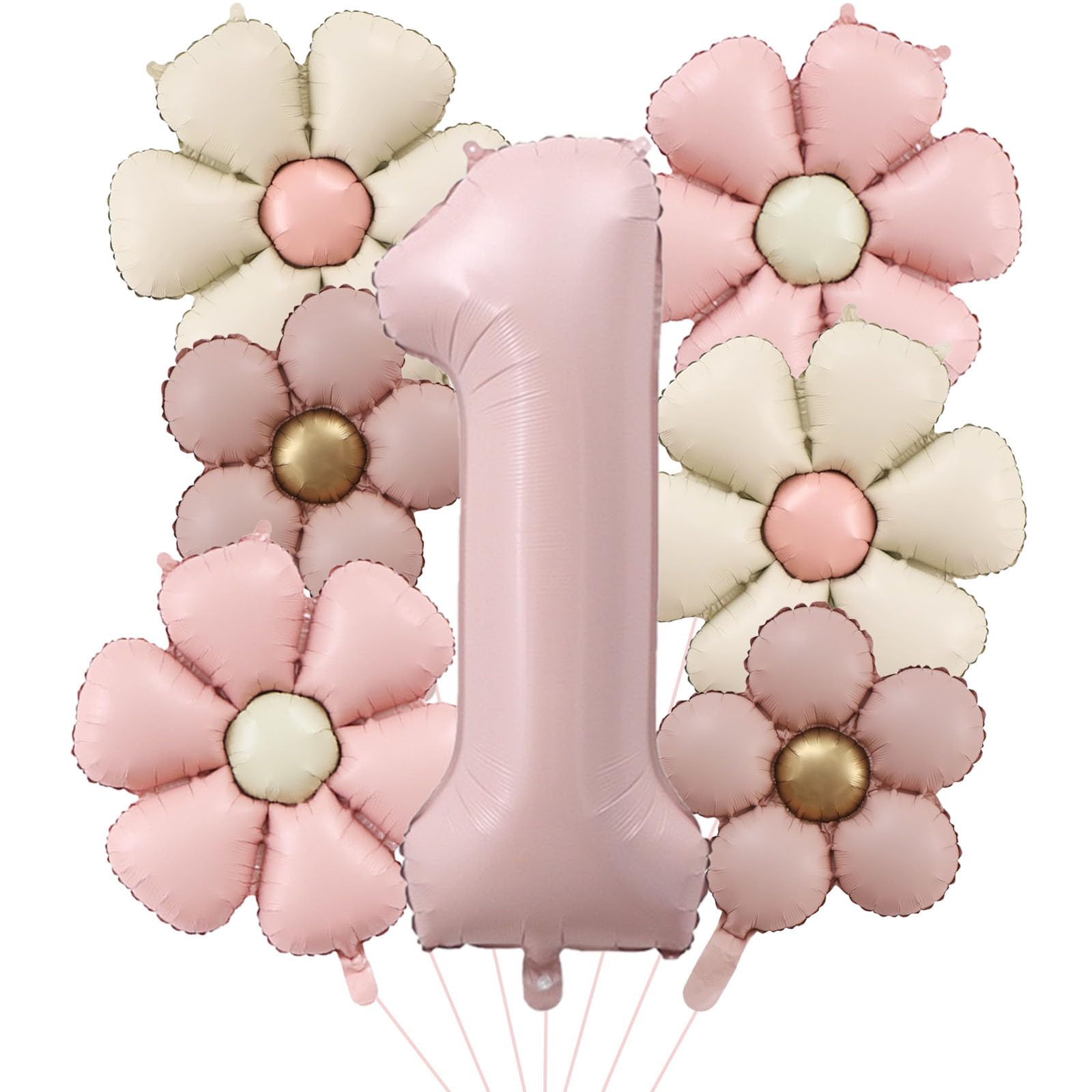 DazzJoy Geburtstagsdeko 1 Jahr Mädchen mit Gänseblümchen Folienballon, Luftballon Deko 1. Geburtstag Mädchen Junge, Ballon 1 Geburtstag Mädchens, Helium Ballons 1. Rosa für Kindergeburtstag Deko