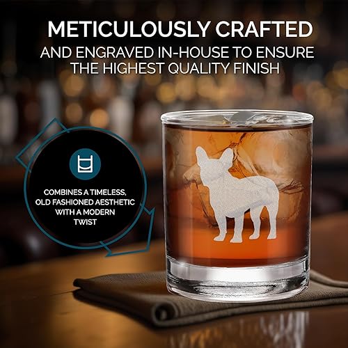 Miniatura 4 de shop4ever Vaso de whisky grabado de raza de perro Bulldog Francés, 11 onzas, regalo para amantes de los perros
