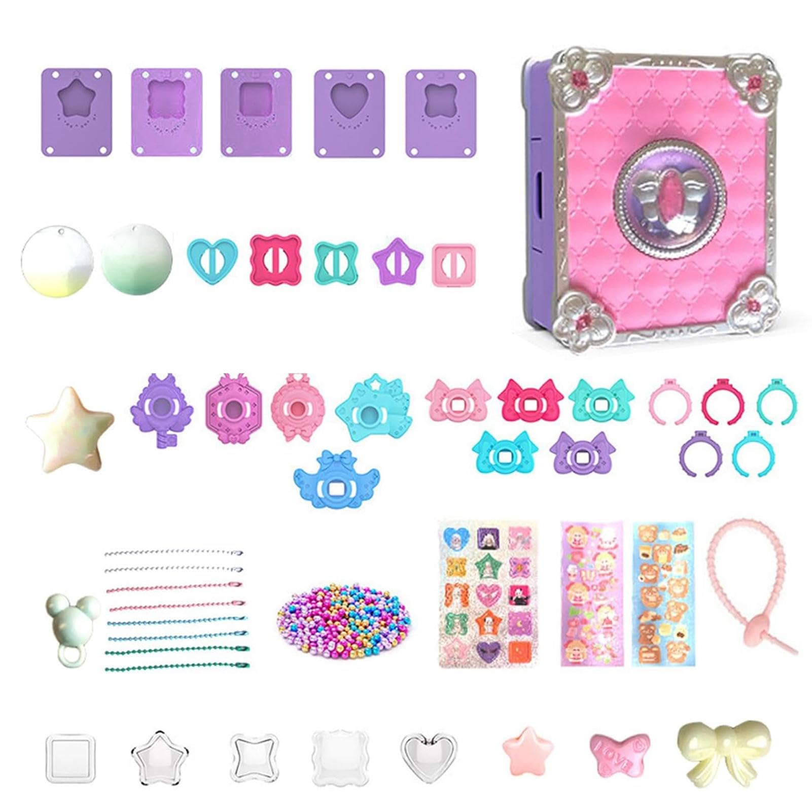 Uitseld Girls Jewelry Making Kit - Rings Pendants Crafting Set with Magic Box | Keychain Making Kit for Girls Kid, Jewelry Making Kits for Parties