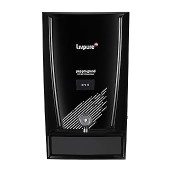 Livpure Pep Pro Grand Water Purifier, Wall Mountable, RO+UV+Mineraliser, 7 L Storage Tank - Black, 15 LPH Purifier for home