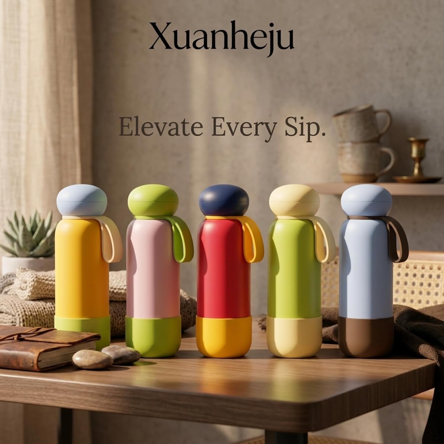 25oz Stainless Steel Water Bottle Vacuum Insulated Dual-Tone, Travel Hydration Flask with Carrying Loop & Silicone Base (M)
