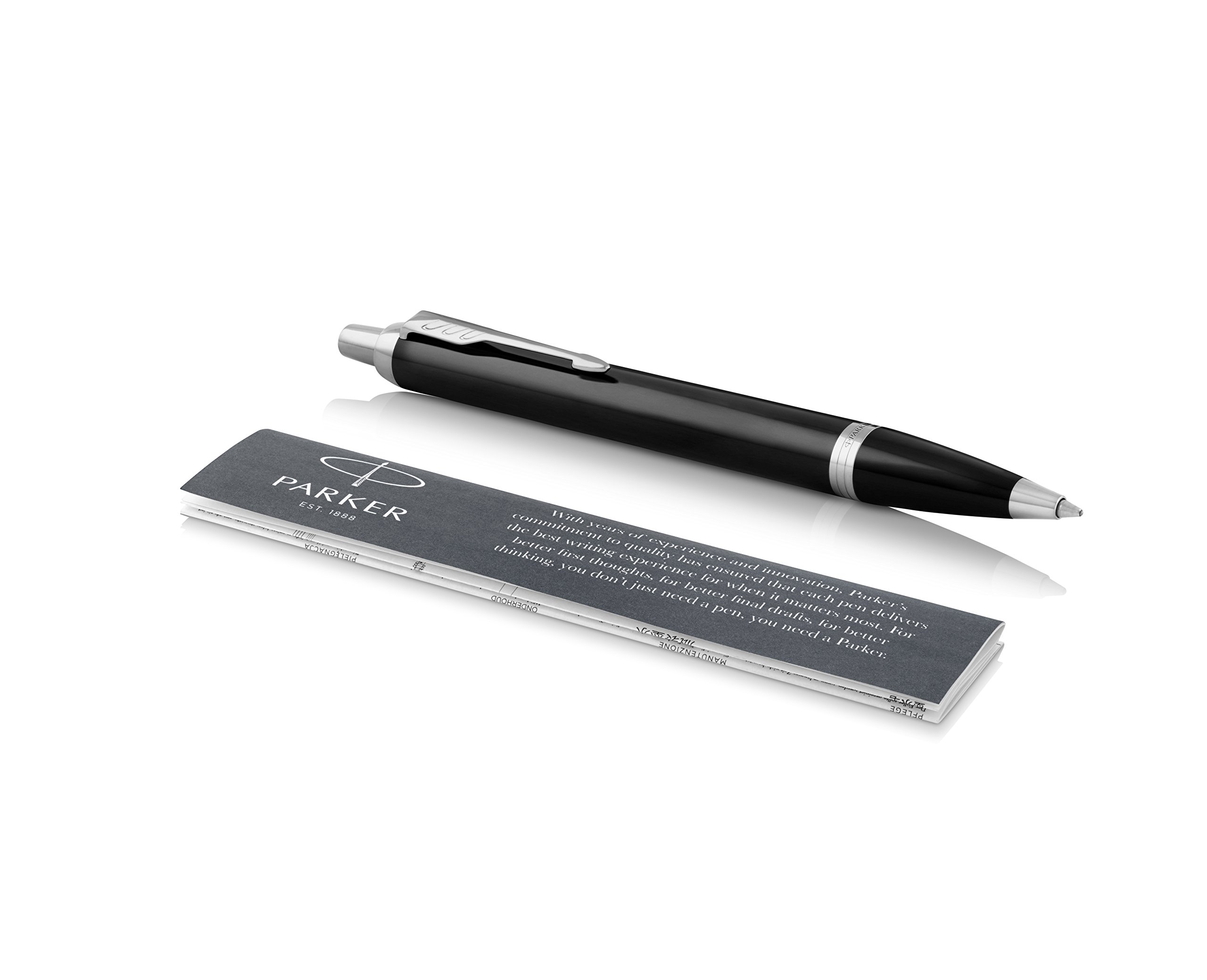 Parker - Bolígrafo de punta redonda IM, acabado en color café y cromado, diseño tallado, punta redonda de tamaño medio, recarga de tinta negra (1975567)
