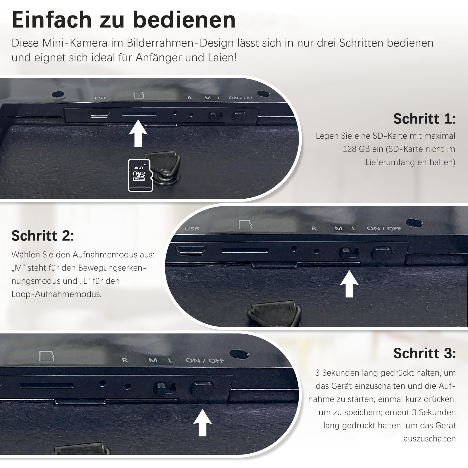 Mini Kamera Bilderrahmen, FHD1080P Überwachungskamera Innen
