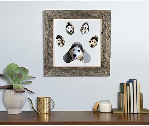 BARNWOODUSA Marco de collage de huellas de patas, marco de fotos con estampado de patas de perro o gato, marco de fotos para mascotas de 5