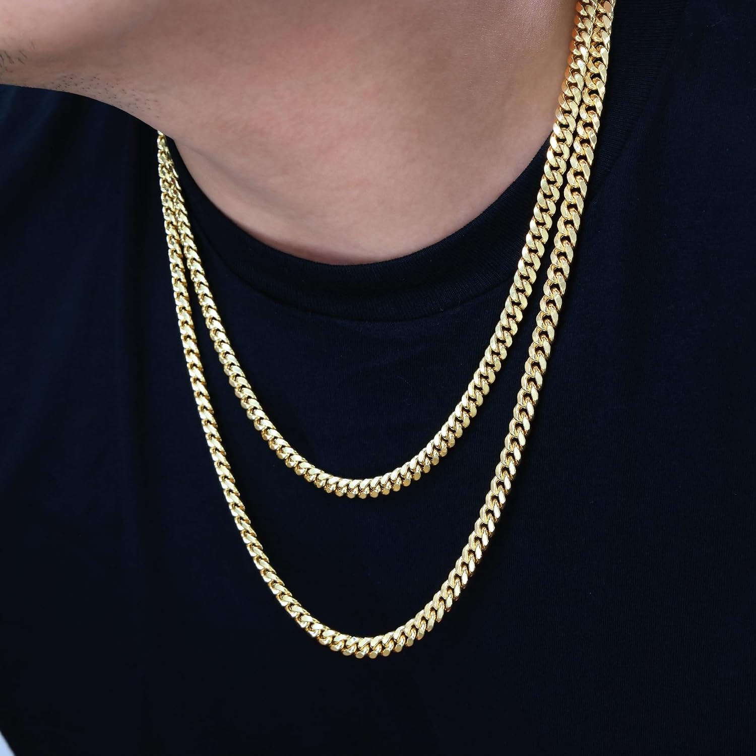 Nuragold 14k Real Yellow Gold Miami Cuban Link 6.5mm Chain Necklace (16"-30") Italian Jewelry for Men & Women