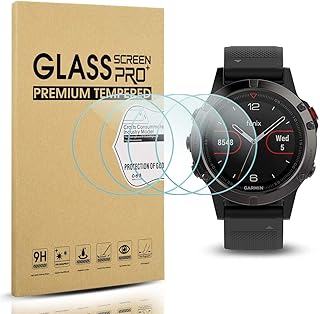 Diruite 4-Pack for Garmin Fenix 5 Tempered Glass Screen Protector (Not Fit for Fenix 5 Plus) [2.5D 9H hardness] [Anti-Scratch] [Bubble-Free]