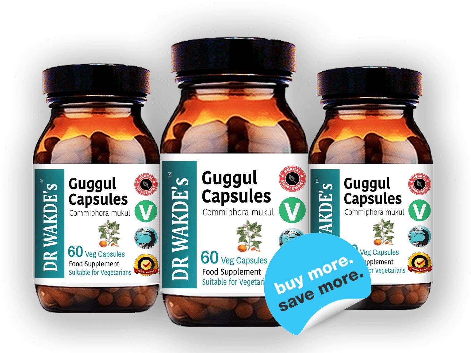 DR WAKDE'S Guggul Kapseln (Mukul Myrrhe | Commiphora Mukul) | 60 Vegi Caps | Ayurveda-Supplement | Vegan | 100% Kräuter | Mengenrabatte | Am selben Tag Versand