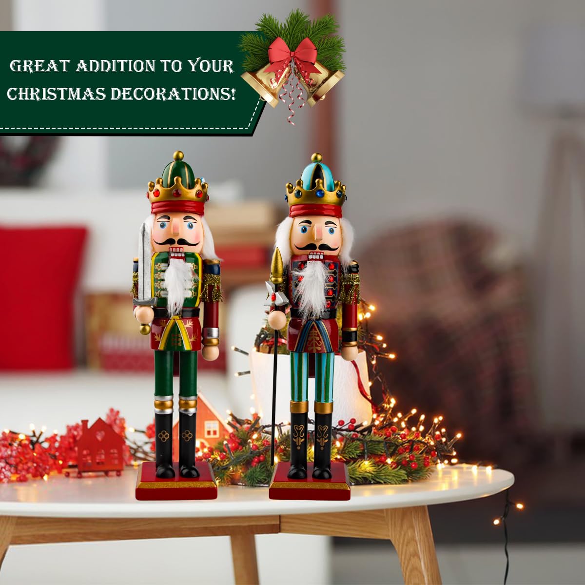 2025 Grande Soldato Schiaccianoci di Natale in Legno, 2 Pezzi 30cm Schiaccianoci Natalizi Soldatino Tradizionale Fatto a Mano, Figure Classiche Decorazioni Natale Soldato (B)