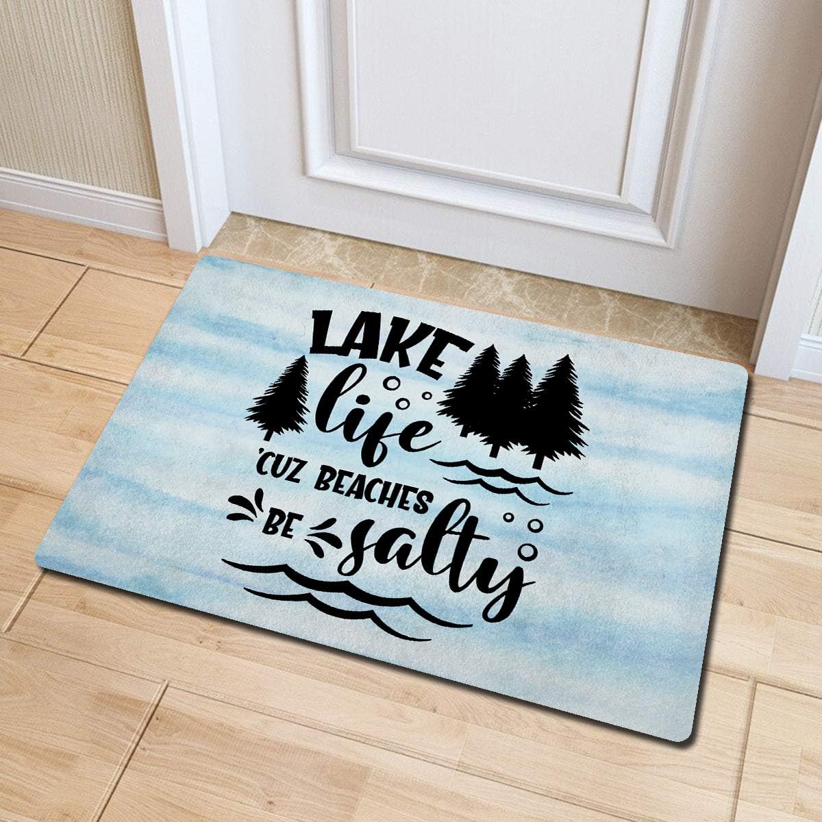 Funny Welcome Doormat Personalized Monogram Mats Lake Life Cause Beaches be Salty Anti-Slip Rubber Backing Doormat Monogram Novelty Housew Warming Gift Doormat Welcome Mats(15.9 x 23.7 inch)