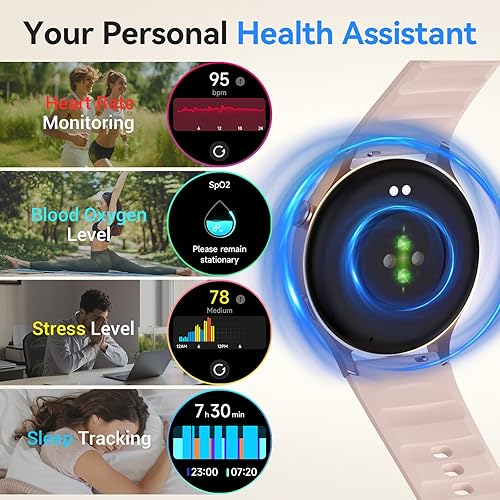 Miniatura 4 de Fitpolo Reloj inteligente para mujer, pantalla táctil AMOLED de 1.3 pulgadas, rastreador de fitness, hacerresponder llamadas, monitor SpO2 de