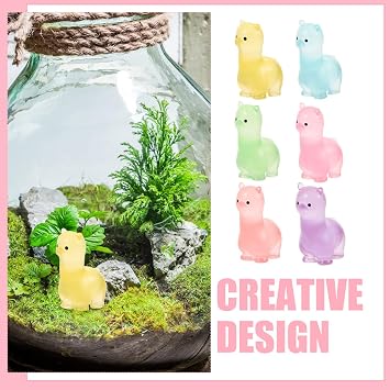 PRETYZOOM 12pcs Mini Resin Alpaca Figures Glow in the Dark Tiny Animal Figurines to Hide 1.7 Little Small Alpaca Ornaments for DIY Fairy Garden Aquarium Micro Landscape Desktop Decoration