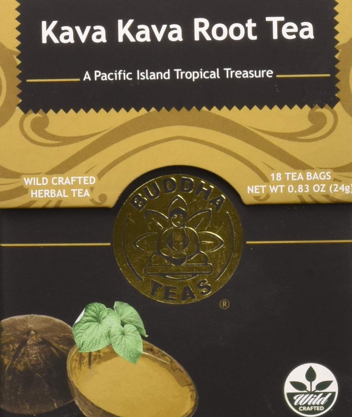 Wild-Harvested Kava Kava Root Tea – 18 Bleach-Free Tea Bags – Caffeine-Free Tea, Earthy and Rich Taste, Chemical-Free, GMO-Free Herbal Tea, Kosher