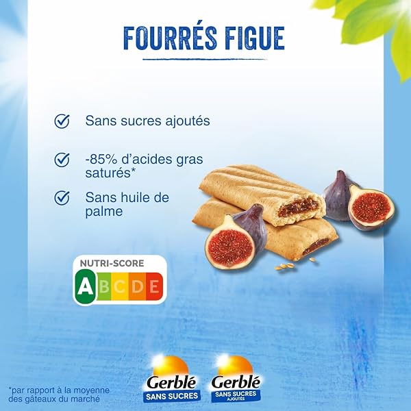 Gerblé Biscuit Fourré à la Figue Sans Sucres Ajoutés – Biscuits Gourmands Individuels, Sans Huile de Palme, 180g (10 pochons) - 2