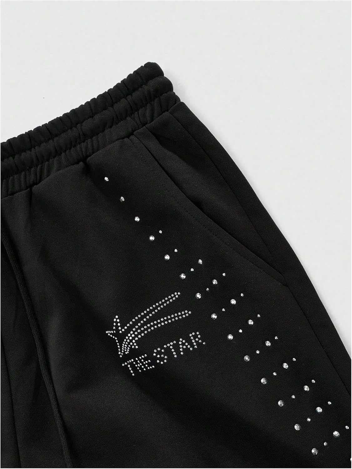 Men's Rhinestone Glitter Baggy Sweatpants Drawstring Elastic Waist Hip Hop Pants Streetwear