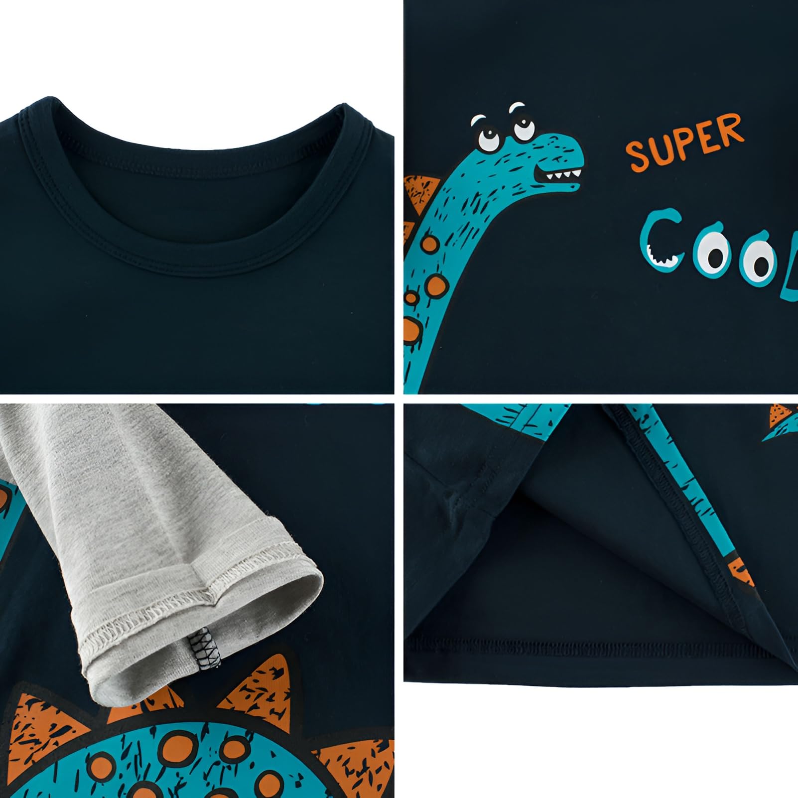 amropi Bébé Garçons Dinosaure T-Shirt à Manches Longues Lot de 3 Coton Tee Shirt Top pour 1-8 Ans