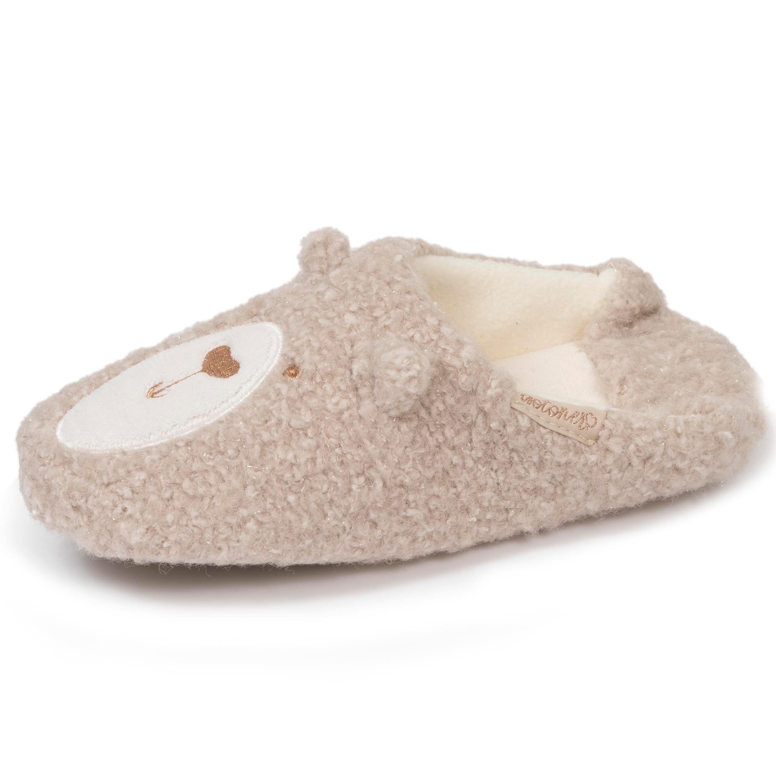 Isotoner Chaussons extra-​light pantoufles Mules femme sherpa, semelle antidérapante, 37/​38 EU, beige