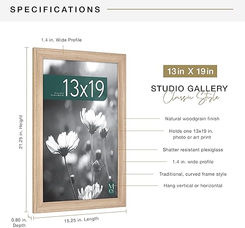 Vista 746 de MCS Studio Gallery Marco para póster de 16 x 24 pulgadas, imitación de veta de madera de color negro, colgar en horizontal o vertical, grande