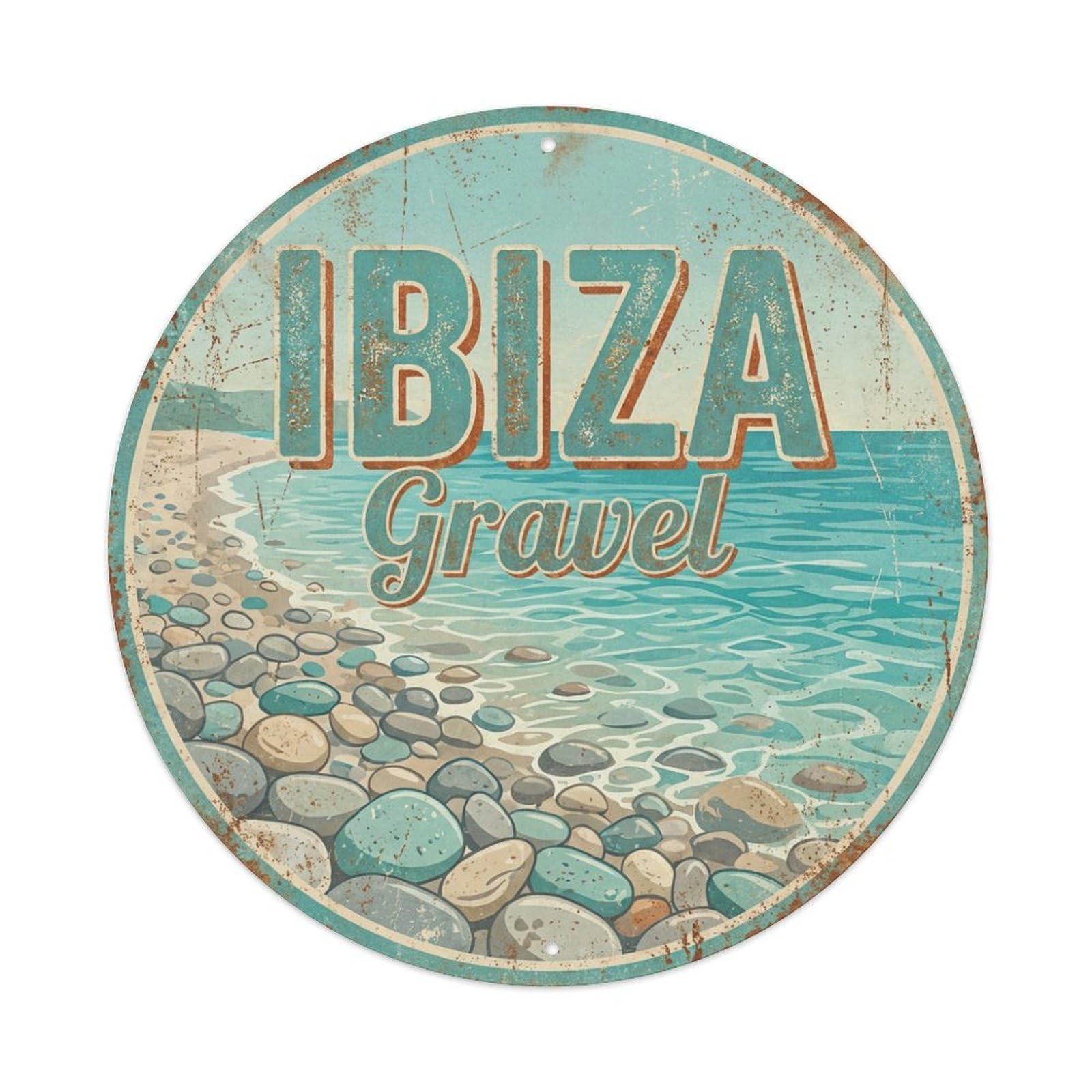 Tgrcjimh Style Metal Tin Sign Vintage Travel Ibiza Spain Pebble