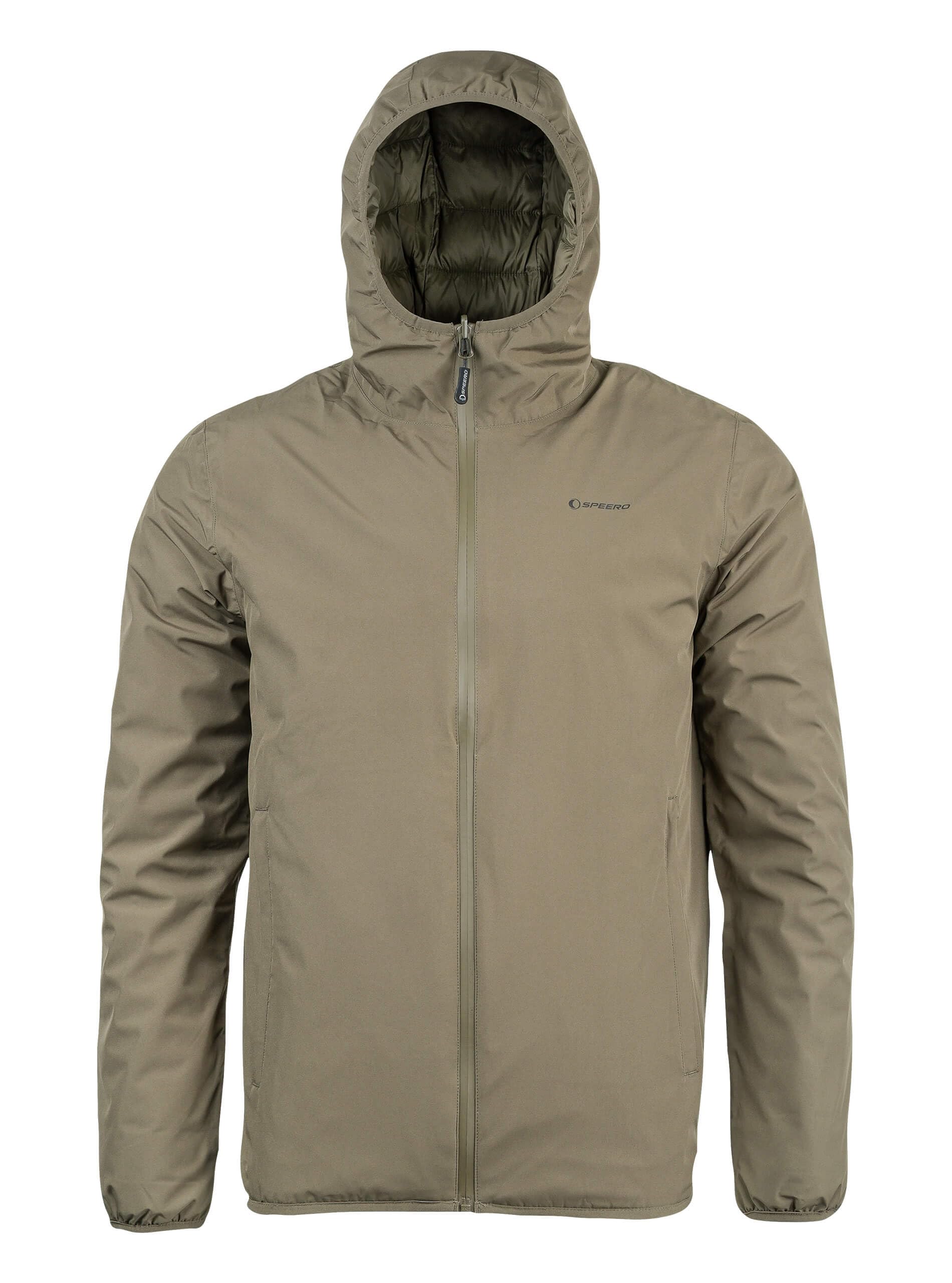 SPEERO Men’s Hooded Reversible Waterproof Jacket - 3-Layer Design, Breatha-Tex Waterproof, Breathable, 200g/m² Insulated, 2 Pockets, Stormproof Zip for Hiking, Walking, Hunting - Green, XXXL