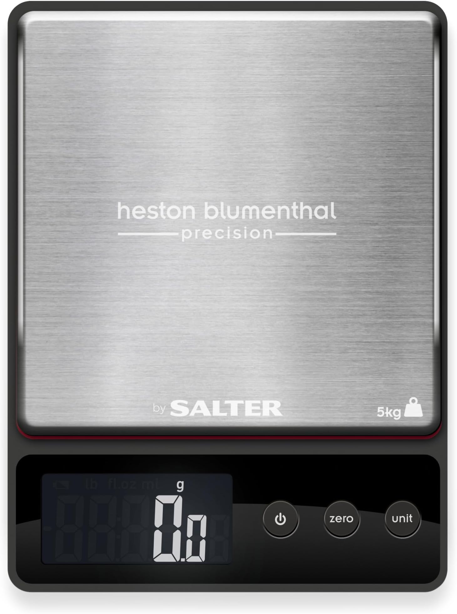 Blumenthal Precision by Salter 1140A HBBKDR Digital Kitchen Scales - Premium Compact Baking/Cooking Scale, For Weighing Food/Coffee and Liquid, 0.5 g Increments, Slim, Stainless Steel/Black