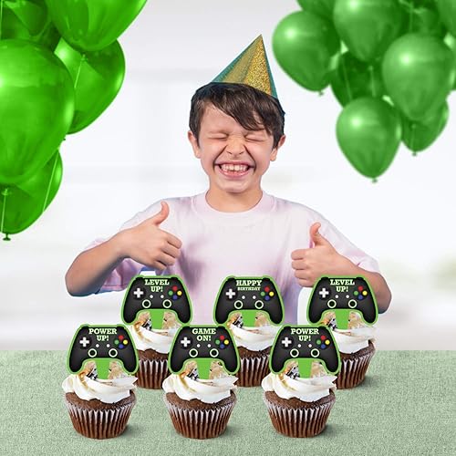 Miniatura 4 de Controlador de videojuegos, 48 unidades, decoraciones para pasteles y cupcakes para temas de fiesta, suministros de cupcakes de videojuegos con