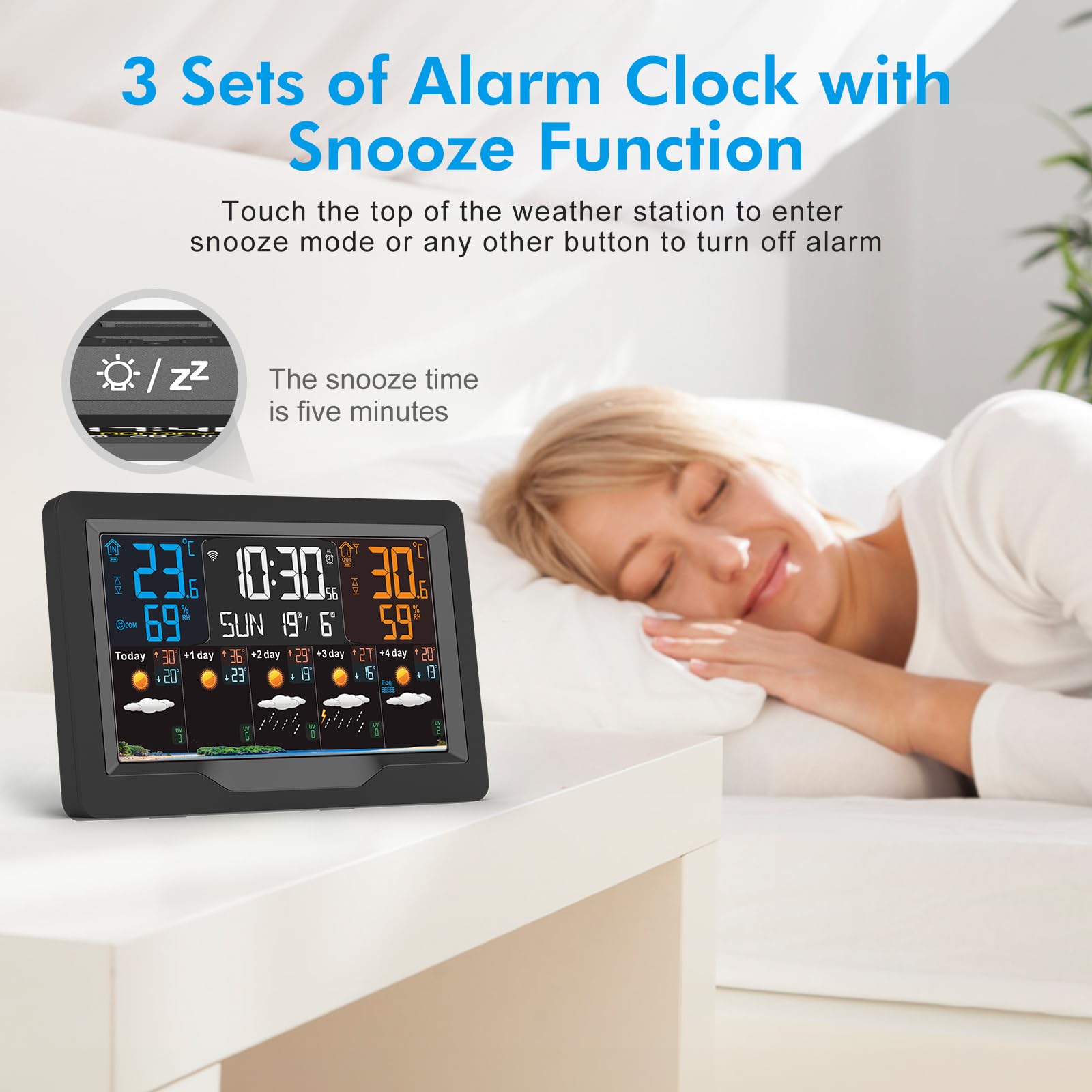 Stazione Meteo Radio Con Sensore Esterno, Orologio Radio DCF Digitale Per Intern Monitor Temperatura Umidità Interno Esterno