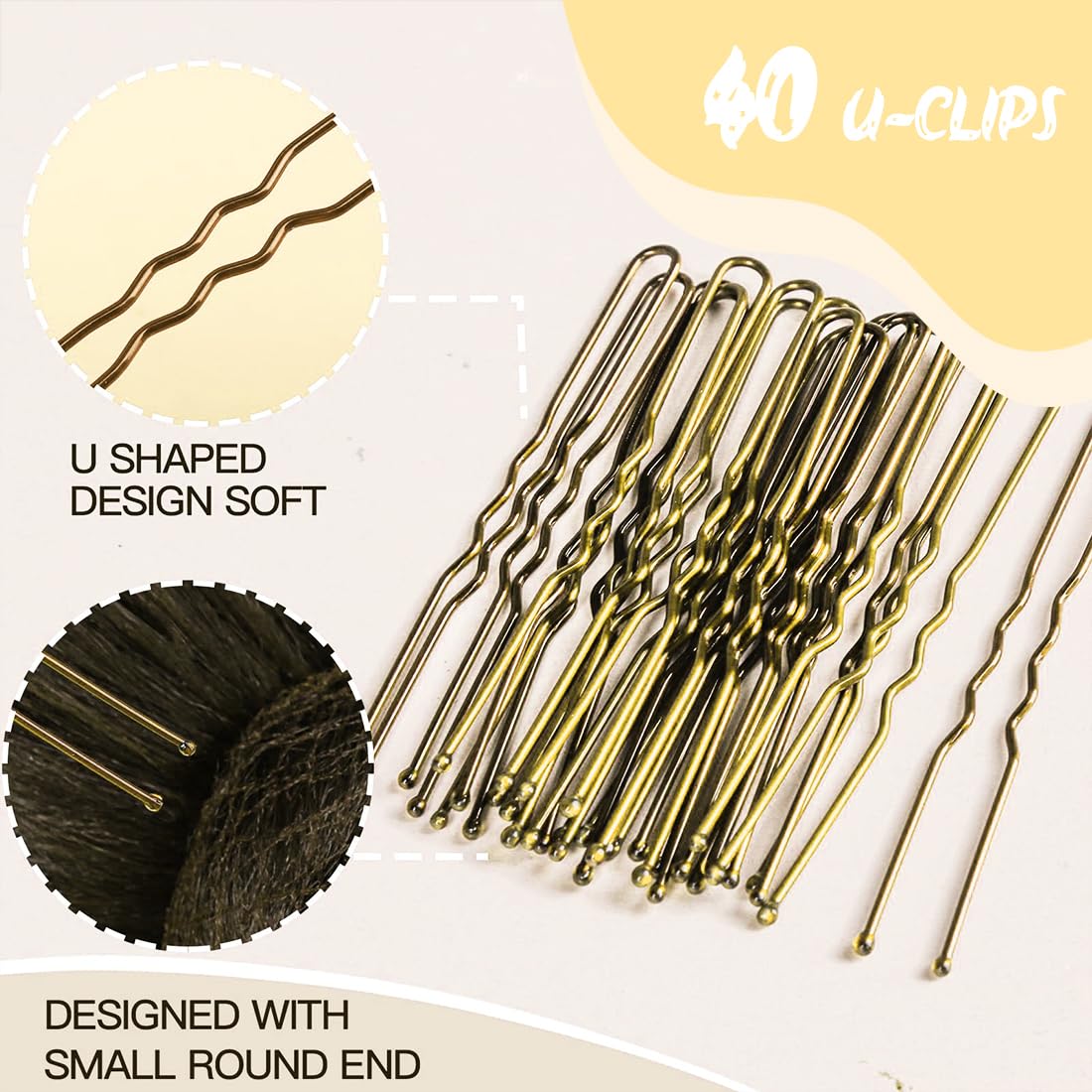 Retine Capelli Chignon 20 Pezzi Invisibili 40 Forcine Capelli Forma U Elastiche Oro