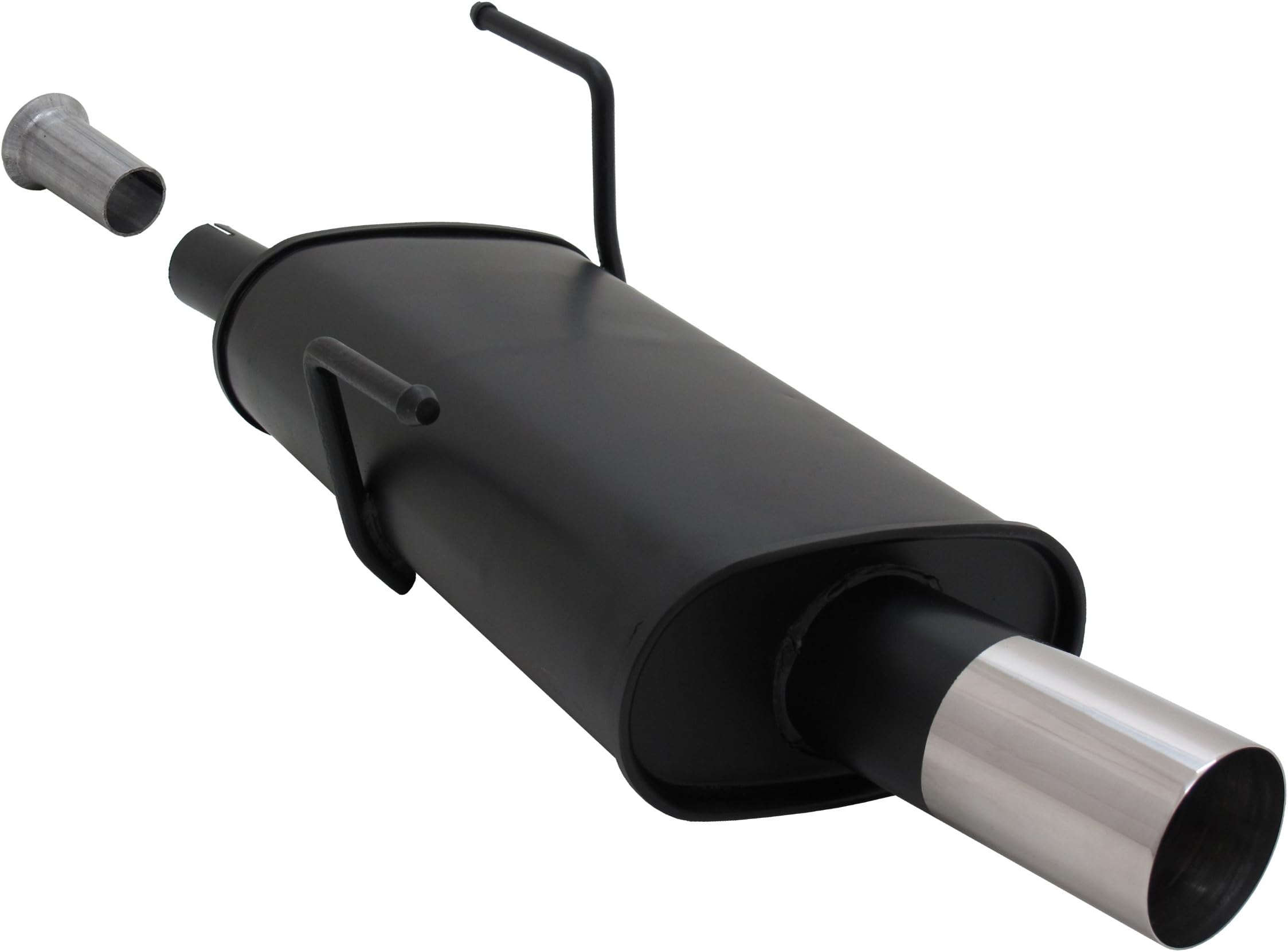 Novus sports exhaust silencer with stainless steel tip for 206 CC* Type Engine type 1,1 / 1,4 /1,6 16V Bj. 1998- Exhaust type 1 x 76 mm RL-Design P/N A2061E76RL