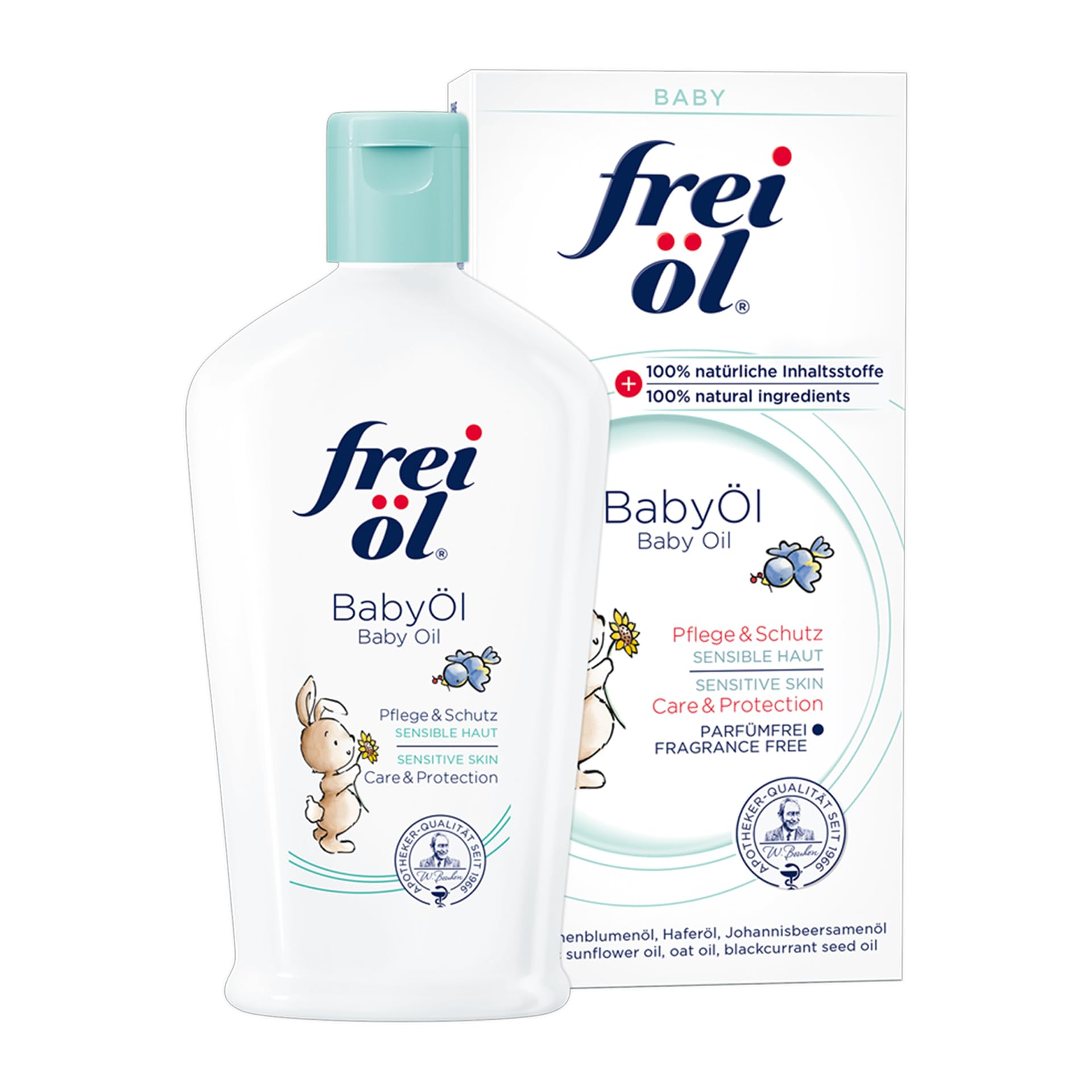 frei öl BabyÖl, essbar, 100% natürliche Inhaltsstoffe; begleitend bei Neurodermitis (Babys, Kinder, Erwachsene), parfümfrei, schützt vor Wundwerden, von Hebammen empfohlen, vegan, 140 ml