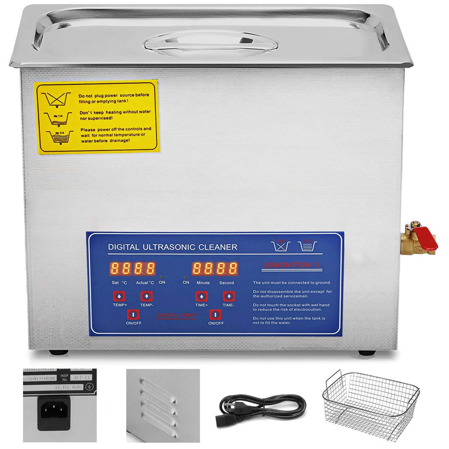10L Pulitore ad Ultrasuoni Lavatrici Digitale con Coperchio Ultrasuoni Cleaner