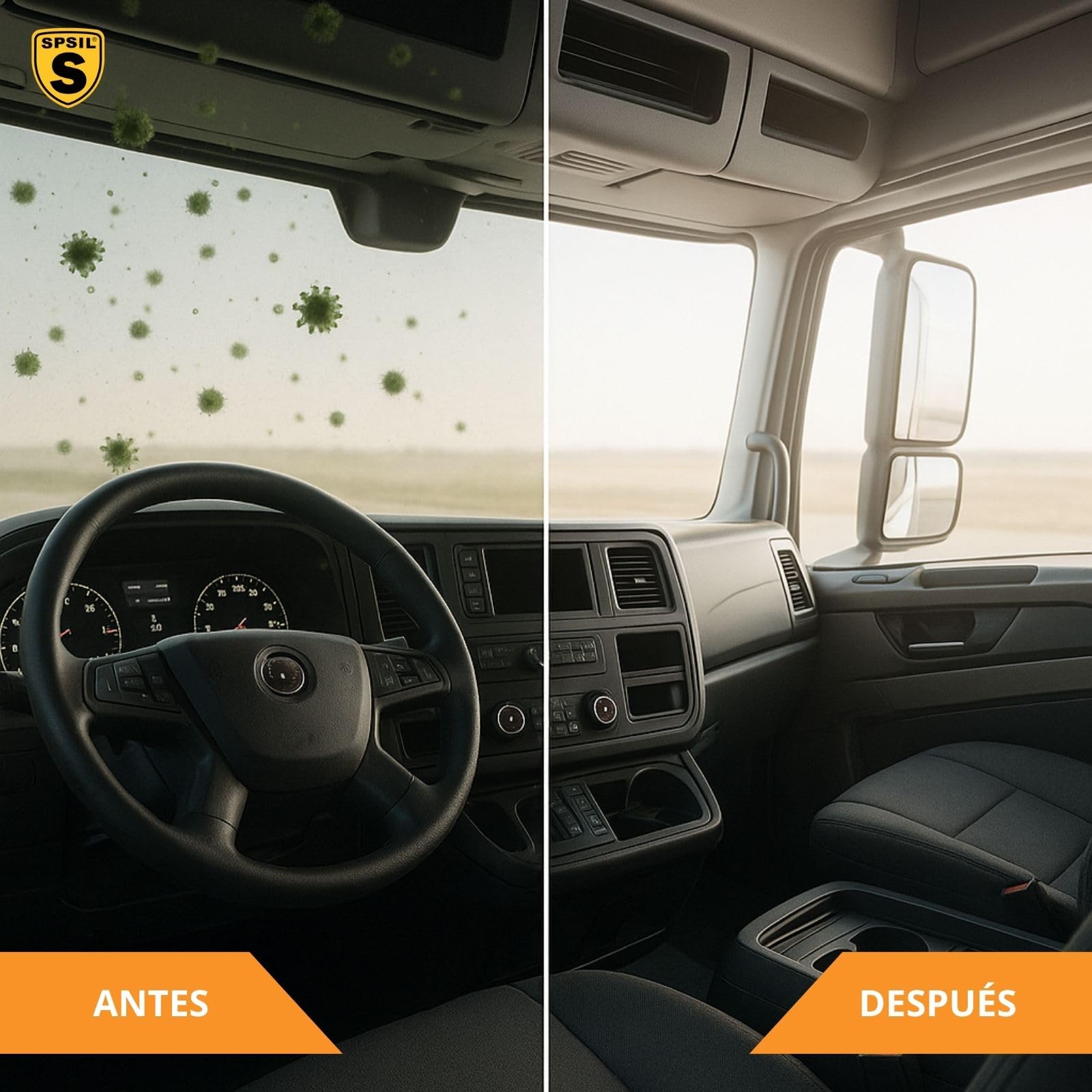 SPSIL Spray Eliminador de Olores Aroma Coche Nuevo 150 ml - Fórmula Antibacteriana - Duración de 45 Días - Duración de 45 Días