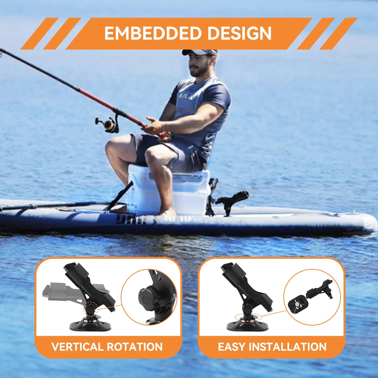 Supports de Canne à Pêche, Support de Canne à Pêche Antidérapant pour Kayak Support de Pêche Réglable Supports Canne à Pêche Extensibles pour Porte-Canne à Pêche Yacht Accessoires de Pêche