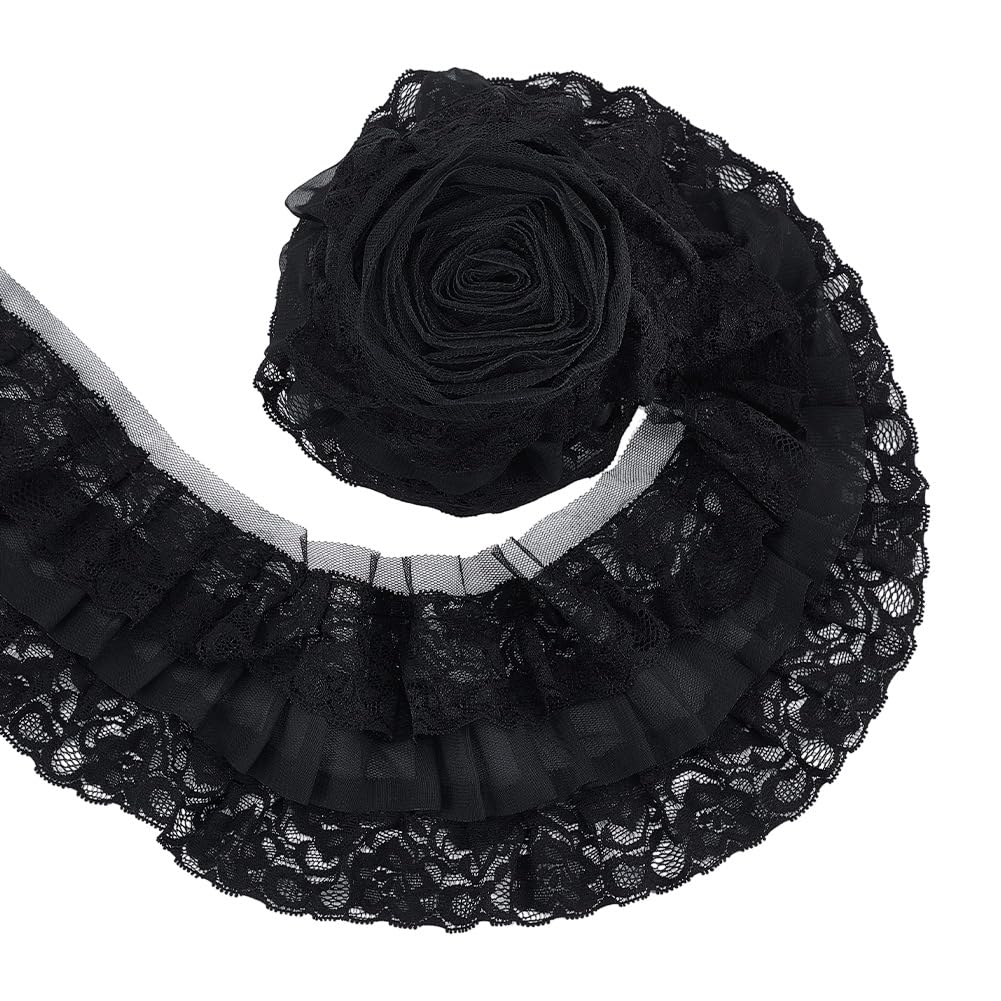 Ruban plissé en dentelle organza 3 couches 4 cm couture tissu